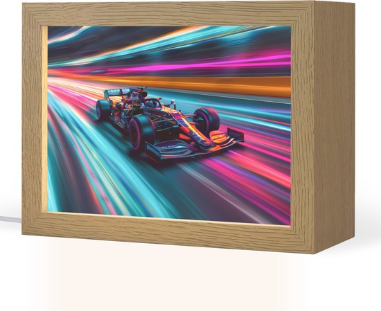 Nachtlampje 20x15 cm - Kinder lampje - Racen - Auto - Race - Jongens - Kleurrijk - Tafellamp kinderkamer - Slaapkamer lamp - Bedlamp kinderen - Kinderlampje stopcontact - Wandlamp babykamer - Nachtlampjes van Merkloos