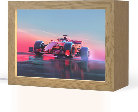 Nachtlampje 20x15 cm - Kinder lampje - Racen - Race - Auto - Jongens - Tafellamp kinderkamer - Slaapkamer lamp - Bedlamp kinderen - Kinderlampje stopcontact - Wandlamp babykamer - Nachtlampjes van Merkloos