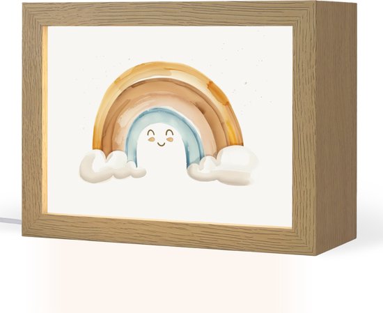 Nachtlampje 20x15 cm - Kinder lampje - Regenboog - Pastel kleuren - Tafellamp kinderkamer - Slaapkamer lamp - Bedlamp kinderen - Kinderlampje stopcontact - Wandlamp babykamer - Nachtlampjes