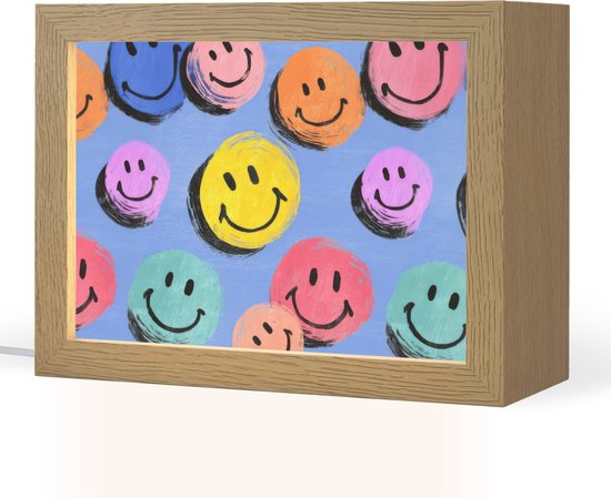Nachtlampje 20x15 cm - Kinder lampje - Smileys - Kleurrijk - Tafellamp kinderkamer - Slaapkamer lamp - Bedlamp kinderen - Kinderlampje stopcontact - Wandlamp babykamer - Nachtlampjes van Merkloos
