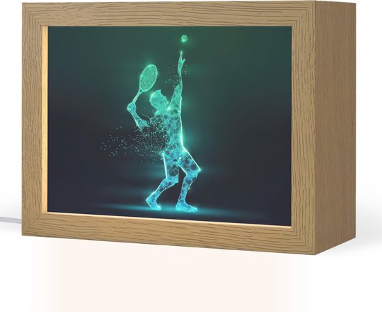 Nachtlampje 20x15 cm - Kinder lampje - Tennis - Futuristisch - Sport - Neon - Tafellamp kinderkamer - Slaapkamer lamp - Bedlamp kinderen - Kinderlampje stopcontact - Wandlamp babykamer - Nachtlampjes