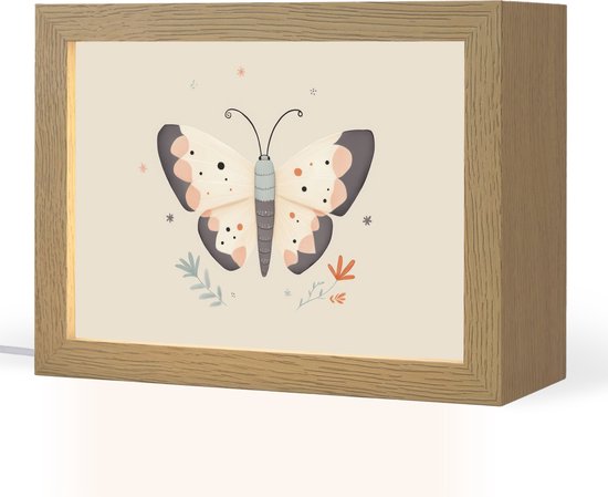 Nachtlampje 20x15 cm - Kinder lampje - Vlinder - Minimalistisch - Pastel - Tafellamp kinderkamer - Slaapkamer lamp - Bedlamp kinderen - Kinderlampje stopcontact - Wandlamp babykamer - Nachtlampjes van Merkloos