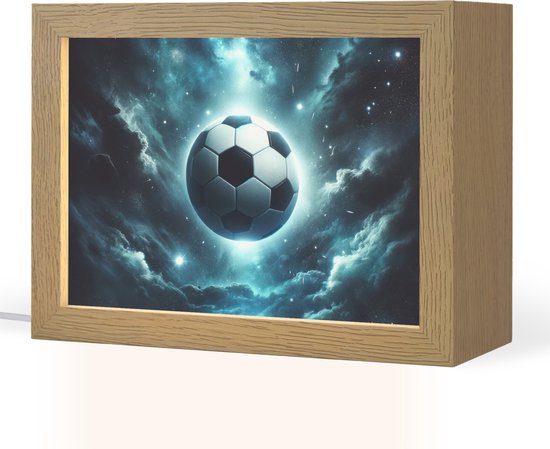 Nachtlampje 20x15 cm - Kinder lampje - Voetbal - Galaxy - Ruimte - Sport - Blauw - Tafellamp kinderkamer - Slaapkamer lamp - Bedlamp kinderen - Kinderlampje stopcontact - Wandlamp babykamer - Nachtlampjes van Merkloos