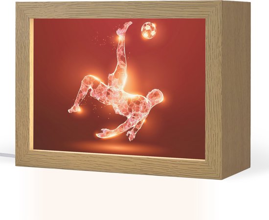 Nachtlampje 20x15 cm - Kinder lampje - Voetballer - Omhaal - Rood - Neon - Tafellamp kinderkamer - Slaapkamer lamp - Bedlamp kinderen - Kinderlampje stopcontact - Wandlamp babykamer - Nachtlampjes van Merkloos
