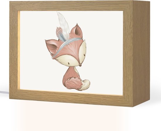Nachtlampje 20x15 cm - Kinder lampje - Vos - Dier - Bosdieren - Tafellamp kinderkamer - Slaapkamer lamp - Bedlamp kinderen - Kinderlampje stopcontact - Wandlamp babykamer - Nachtlampjes van Merkloos