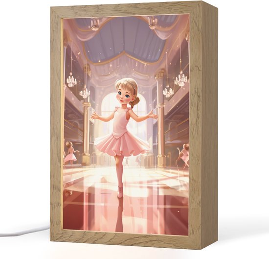 Nachtlampje 20x30 cm - Kinder lamp - Ballerina - Meisjes - Roze - Kinderen - Tafellamp kinderkamer - Slaapkamer lamp - Bedlamp kinderen - Kinderlampje stopcontact - Wandlamp babykamer - Nachtlampjes van Merkloos