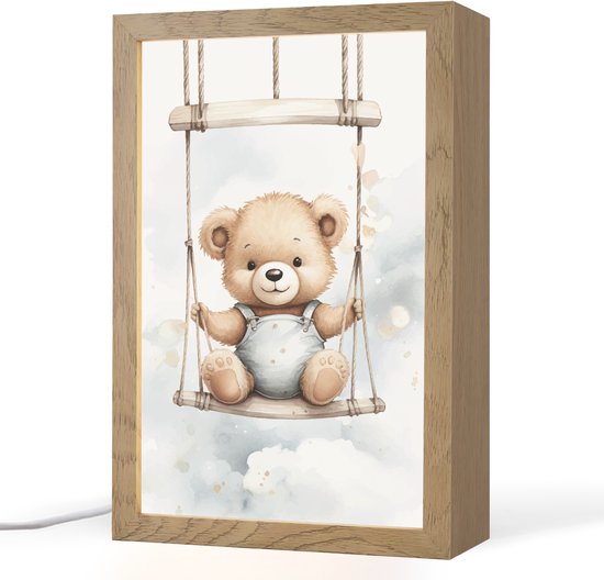 Nachtlampje 20x30 cm - Kinder lamp - Beer - Baby - Dier - Kinderen - Tafellamp kinderkamer - Slaapkamer lamp - Bedlamp kinderen - Kinderlampje stopcontact - Wandlamp babykamer - Nachtlampjes van Merkloos