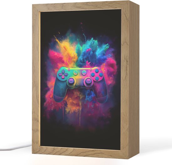 Nachtlampje 20x30 cm - Kinder lamp - Controller - Neon - Explosie - Kleurrijk - Tafellamp kinderkamer - Slaapkamer lamp - Bedlamp kinderen - Kinderlampje stopcontact - Wandlamp babykamer - Nachtlampjes van Merkloos