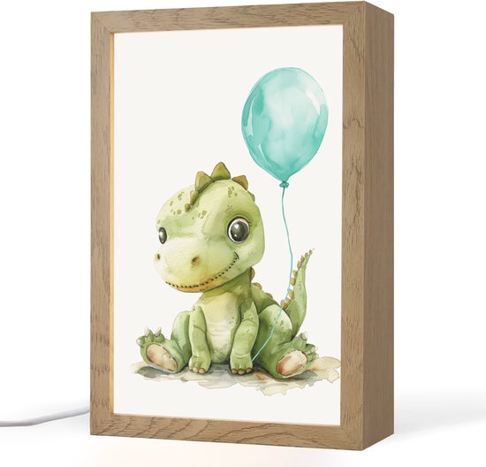 Nachtlampje 20x30 cm - Kinder lamp - Draak - Baby dier - Blauwe ballon - Tafellamp kinderkamer - Slaapkamer lamp - Bedlamp kinderen - Kinderlampje stopcontact - Wandlamp babykamer - Nachtlampjes van Merkloos