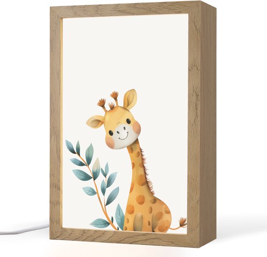 Nachtlampje 20x30 cm - Kinder lamp - Giraf - Dier - Wilde dieren - Tafellamp kinderkamer - Slaapkamer lamp - Bedlamp kinderen - Kinderlampje stopcontact - Wandlamp babykamer - Nachtlampjes van MoonlightTT