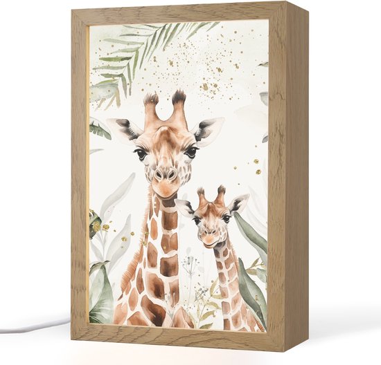 Nachtlampje 20x30 cm - Kinder lamp - Giraffe - Natuur - Kinderen - Dieren - Tafellamp kinderkamer - Slaapkamer lamp - Bedlamp kinderen - Kinderlampje stopcontact - Wandlamp babykamer - Nachtlampjes van Merkloos