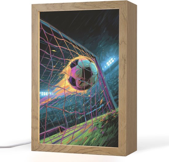 Nachtlampje 20x30 cm - Kinder lamp - Goal - Voetbal - Vuur - Stadion - Tafellamp kinderkamer - Slaapkamer lamp - Bedlamp kinderen - Kinderlampje stopcontact - Wandlamp babykamer - Nachtlampjes van Merkloos