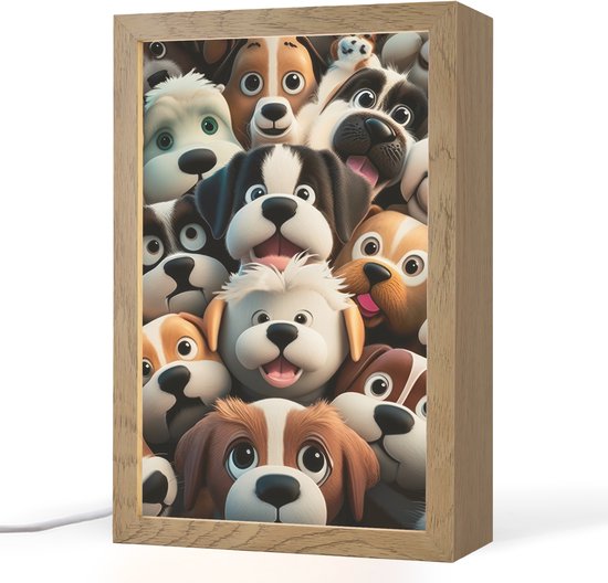 Nachtlampje 20x30 cm - Kinder lamp - Hond - Dieren - Patronen - Bruin - Meisjes - Jongens - Tafellamp kinderkamer - Slaapkamer lamp - Bedlamp kinderen - Kinderlampje stopcontact - Wandlamp babykamer - Nachtlampjes van Merkloos