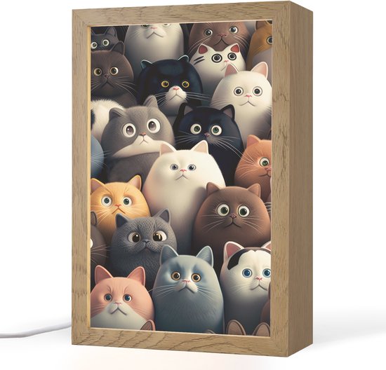 Nachtlampje 20x30 cm - Kinder lamp - Kat - Dieren - Poes - Patroon - Jongen - Meisje - Tafellamp kinderkamer - Slaapkamer lamp - Bedlamp kinderen - Kinderlampje stopcontact - Wandlamp babykamer - Nachtlampjes van N\A