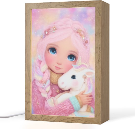 Nachtlampje 20x30 cm - Kinder lamp - Meisje - Eenhoorn - Roze - Tafellamp kinderkamer - Slaapkamer lamp - Bedlamp kinderen - Kinderlampje stopcontact - Wandlamp babykamer - Nachtlampjes van N\A