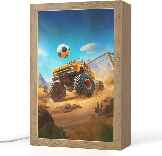 Nachtlampje 20x30 cm - Kinder lamp - Monstertruck - Voetbal - Woestijn - Tafellamp kinderkamer - Slaapkamer lamp - Bedlamp kinderen - Kinderlampje stopcontact - Wandlamp babykamer - Nachtlampjes van Merkloos