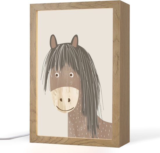 Nachtlampje 20x30 cm - Kinder lamp - Paard - Dier - Pastel kleuren - Paarden - Tafellamp kinderkamer - Slaapkamer lamp - Bedlamp kinderen - Kinderlampje stopcontact - Wandlamp babykamer - Nachtlampjes van Merkloos