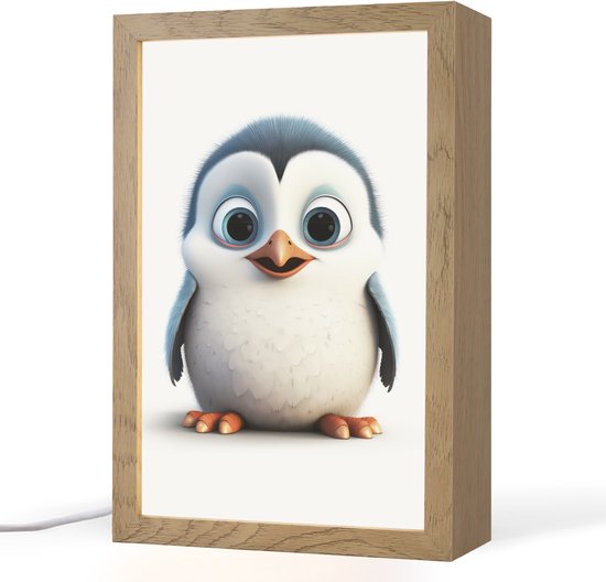 Nachtlampje 20x30 cm - Kinder lamp - Pinguïn - Dieren - Meisjes - Kind - Jongens - Tafellamp kinderkamer - Slaapkamer lamp - Bedlamp kinderen - Kinderlampje stopcontact - Wandlamp babykamer - Nachtlampjes van AphexTrading
