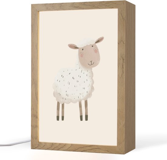 Nachtlampje 20x30 cm - Kinder lamp - Schaap - Boerderij dier - Dieren - Tafellamp kinderkamer - Slaapkamer lamp - Bedlamp kinderen - Kinderlampje stopcontact - Wandlamp babykamer - Nachtlampjes van Merkloos