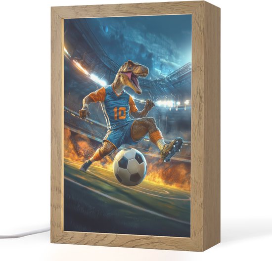 Nachtlampje 20x30 cm - Kinder lamp - T-Rex - Voetbal - Stadion - Tafellamp kinderkamer - Slaapkamer lamp - Bedlamp kinderen - Kinderlampje stopcontact - Wandlamp babykamer - Nachtlampjes van Decoware