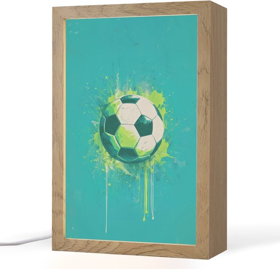 Nachtlampje 20x30 cm - Kinder lamp - Voetbal - Abstract - Verfspatten - Groen - Tafellamp kinderkamer - Slaapkamer lamp - Bedlamp kinderen - Kinderlampje stopcontact - Wandlamp babykamer - Nachtlampjes van Merkloos