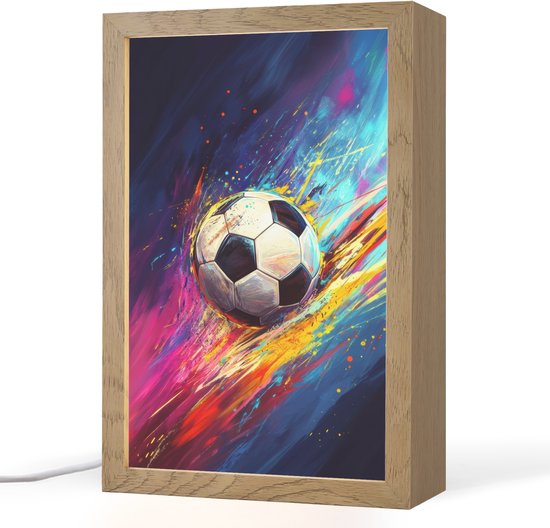 Nachtlampje 20x30 cm - Kinder lamp - Voetbal - Kleurrijk - Abstract - Penseelstreken - Tafellamp kinderkamer - Slaapkamer lamp - Bedlamp kinderen - Kinderlampje stopcontact - Wandlamp babykamer - Nachtlampjes van Merkloos