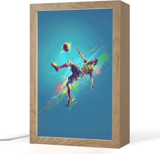 Nachtlampje 20x30 cm - Kinder lamp - Voetballer - Verfspatten - Kleurrijk - Bal - Tafellamp kinderkamer - Slaapkamer lamp - Bedlamp kinderen - Kinderlampje stopcontact - Wandlamp babykamer - Nachtlampjes van Merkloos