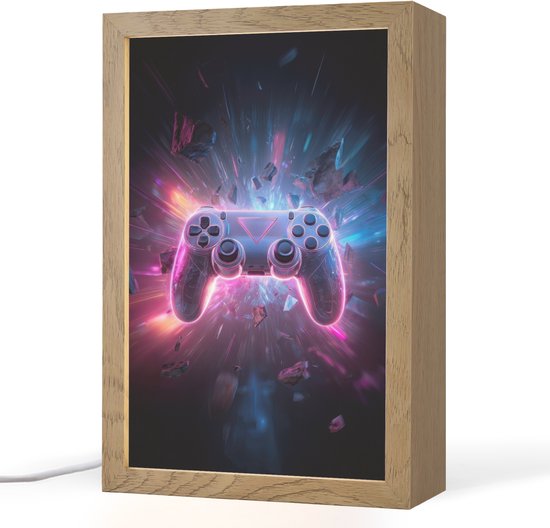 Nachtlampje 20x30 cm - Kinder lampje - Controller - Neon - Explosie - Abstract - Tafellamp kinderkamer - Slaapkamer lamp - Bedlamp kinderen - Kinderlampje stopcontact - Wandlamp babykamer - Nachtlampjes