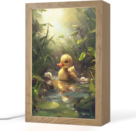 Nachtlampje 20x30 cm - Kinder lampje - Eendjes - Dieren - Natuur - Tafellamp kinderkamer - Slaapkamer lamp - Bedlamp kinderen - Kinderlampje stopcontact - Wandlamp babykamer - Nachtlampjes van Merkloos