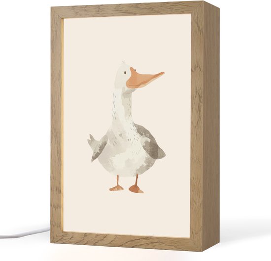 Nachtlampje 20x30 cm - Kinder lampje - Gans - Eend - Boerderij - Dieren - Tafellamp kinderkamer - Slaapkamer lamp - Bedlamp kinderen - Kinderlampje stopcontact - Wandlamp babykamer - Nachtlampjes