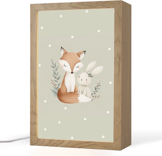 Nachtlampje 20x30 cm - Kinder lampje - Minimalistisch - Dieren - Bladeren - Stippen - Tafellamp kinderkamer - Slaapkamer lamp - Bedlamp kinderen - Kinderlampje stopcontact - Wandlamp babykamer - Nachtlampjes van Merkloos