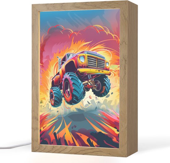 Nachtlampje 20x30 cm - Kinder lampje - Monstertruck - Auto - Jongens - Kleurrijk - Tafellamp kinderkamer - Slaapkamer lamp - Bedlamp kinderen - Kinderlampje stopcontact - Wandlamp babykamer - Nachtlampjes van Merkloos