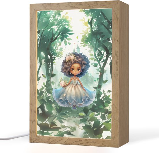 Nachtlampje 20x30 cm - Kinder lampje - Prinses - Kasteel - Meiden - Bloemen - Tafellamp kinderkamer - Slaapkamer lamp - Bedlamp kinderen - Kinderlampje stopcontact - Wandlamp babykamer - Nachtlampjes van Smart Planet