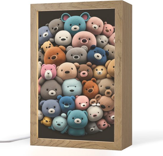 Nachtlampje 20x30 cm - Kinder lampje - Teddybeer - Knuffel - Dieren - Meisjes - Jongens - Tafellamp kinderkamer - Slaapkamer lamp - Bedlamp kinderen - Kinderlampje stopcontact - Wandlamp babykamer - Nachtlampjes van OnlyWow