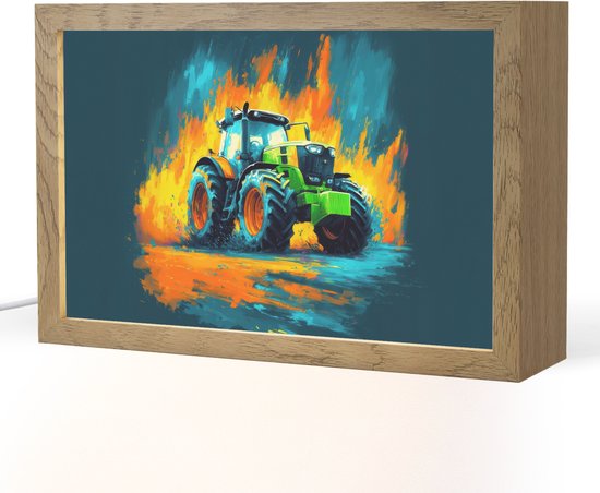 Nachtlampje 30x20 cm - Kinder lamp - Abstract - Tractor - Groen - Tafellamp kinderkamer - Slaapkamer lamp - Bedlamp kinderen - Kinderlampje stopcontact - Wandlamp babykamer - Nachtlampjes van Merkloos