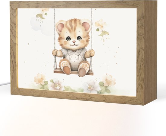 Nachtlampje 30x20 cm - Kinder lamp - Beer - Baby - Dier - Kinderen - Tafellamp kinderkamer - Slaapkamer lamp - Bedlamp kinderen - Kinderlampje stopcontact - Wandlamp babykamer - Nachtlampjes van Merkloos