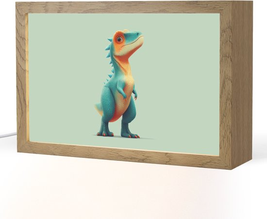 Nachtlampje 30x20 cm - Kinder lamp - Cartoon - Dino - Oranje - Stekels - Tafellamp kinderkamer - Slaapkamer lamp - Bedlamp kinderen - Kinderlampje stopcontact - Wandlamp babykamer - Nachtlampjes van Merkloos