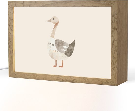 Nachtlampje 30x20 cm - Kinder lamp - Gans - Dier - Pastel kleuren - Tafellamp kinderkamer - Slaapkamer lamp - Bedlamp kinderen - Kinderlampje stopcontact - Wandlamp babykamer - Nachtlampjes van Merkloos