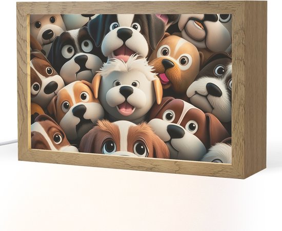 Nachtlampje 30x20 cm - Kinder lamp - Hond - Dieren - Patronen - Bruin - Meisjes - Jongens - Tafellamp kinderkamer - Slaapkamer lamp - Bedlamp kinderen - Kinderlampje stopcontact - Wandlamp babykamer - Nachtlampjes van Merkloos