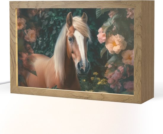Nachtlampje 30x20 cm - Kinder lamp - Paard - Natuur - Bloemen - Bos - Dieren - Tafellamp kinderkamer - Slaapkamer lamp - Bedlamp kinderen - Kinderlampje stopcontact - Wandlamp babykamer - Nachtlampjes van Merkloos