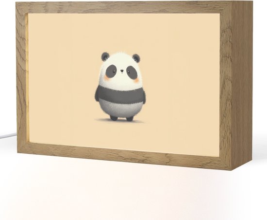 Nachtlampje 30x20 cm - Kinder lamp - Panda - Beige - Minimalistisch - Tafellamp kinderkamer - Slaapkamer lamp - Bedlamp kinderen - Kinderlampje stopcontact - Wandlamp babykamer - Nachtlampjes van Apventure