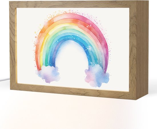 Nachtlampje 30x20 cm - Kinder lamp - Regenboog - Kinderen - Meisje - Tafellamp kinderkamer - Slaapkamer lamp - Bedlamp kinderen - Kinderlampje stopcontact - Wandlamp babykamer - Nachtlampjes van Merkloos