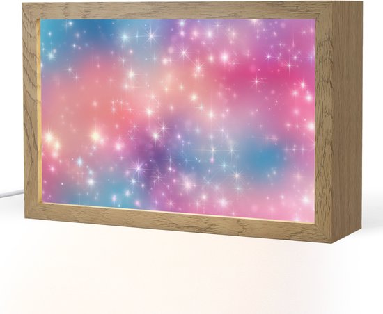 Nachtlampje 30x20 cm - Kinder lamp - Sterren - Abstract - Kleuren - Tafellamp kinderkamer - Slaapkamer lamp - Bedlamp kinderen - Kinderlampje stopcontact - Wandlamp babykamer - Nachtlampjes van Merkloos