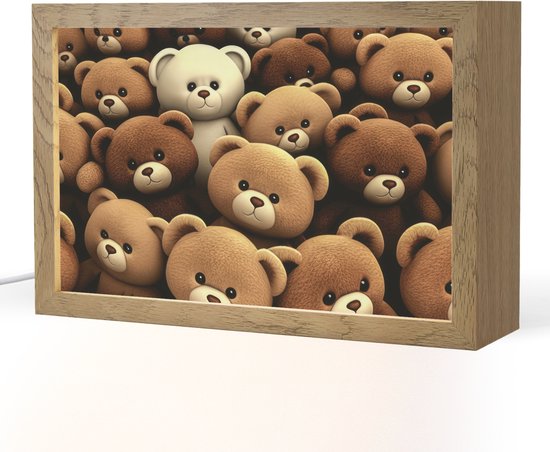 Nachtlampje 30x20 cm - Kinder lamp - Teddybeer - Knuffel - Bruin - Beer - Jongens - Meisjes - Tafellamp kinderkamer - Slaapkamer lamp - Bedlamp kinderen - Kinderlampje stopcontact - Wandlamp babykamer - Nachtlampjes van Merkloos