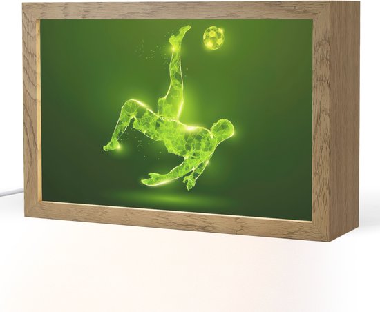 Nachtlampje 30x20 cm - Kinder lamp - Voetbal - Groen - Omhaal - Tafellamp kinderkamer - Slaapkamer lamp - Bedlamp kinderen - Kinderlampje stopcontact - Wandlamp babykamer - Nachtlampjes van Merkloos