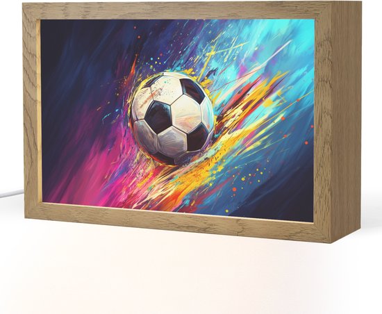 Nachtlampje 30x20 cm - Kinder lamp - Voetbal - Kleurrijk - Abstract - Penseelstreken - Tafellamp kinderkamer - Slaapkamer lamp - Bedlamp kinderen - Kinderlampje stopcontact - Wandlamp babykamer - Nachtlampjes van Merkloos