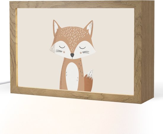 Nachtlampje 30x20 cm - Kinder lamp - Vos - Dier - Bosdieren - Tafellamp kinderkamer - Slaapkamer lamp - Bedlamp kinderen - Kinderlampje stopcontact - Wandlamp babykamer - Nachtlampjes van Merkloos