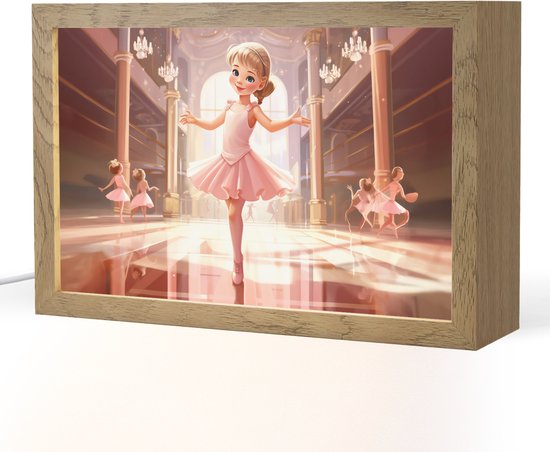Nachtlampje 30x20 cm - Kinder lampje - Ballerina - Meisjes - Roze - Kinderen - Tafellamp kinderkamer - Slaapkamer lamp - Bedlamp kinderen - Kinderlampje stopcontact - Wandlamp babykamer - Nachtlampjes
