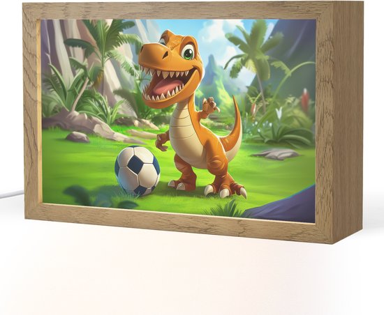 Nachtlampje 30x20 cm - Kinder lampje - Dino - Voetbal - Groen - Tafellamp kinderkamer - Slaapkamer lamp - Bedlamp kinderen - Kinderlampje stopcontact - Wandlamp babykamer - Nachtlampjes