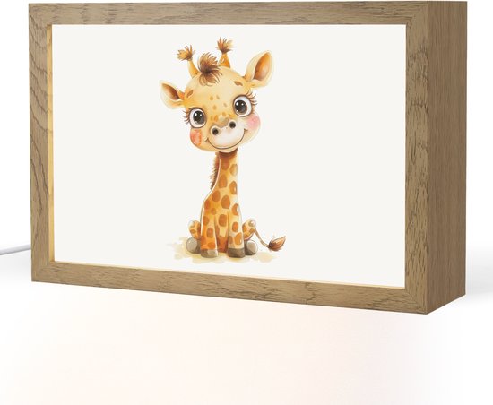 Nachtlampje 30x20 cm - Kinder lampje - Giraf - Baby dier - Wilde dieren - Tafellamp kinderkamer - Slaapkamer lamp - Bedlamp kinderen - Kinderlampje stopcontact - Wandlamp babykamer - Nachtlampjes van Merkloos